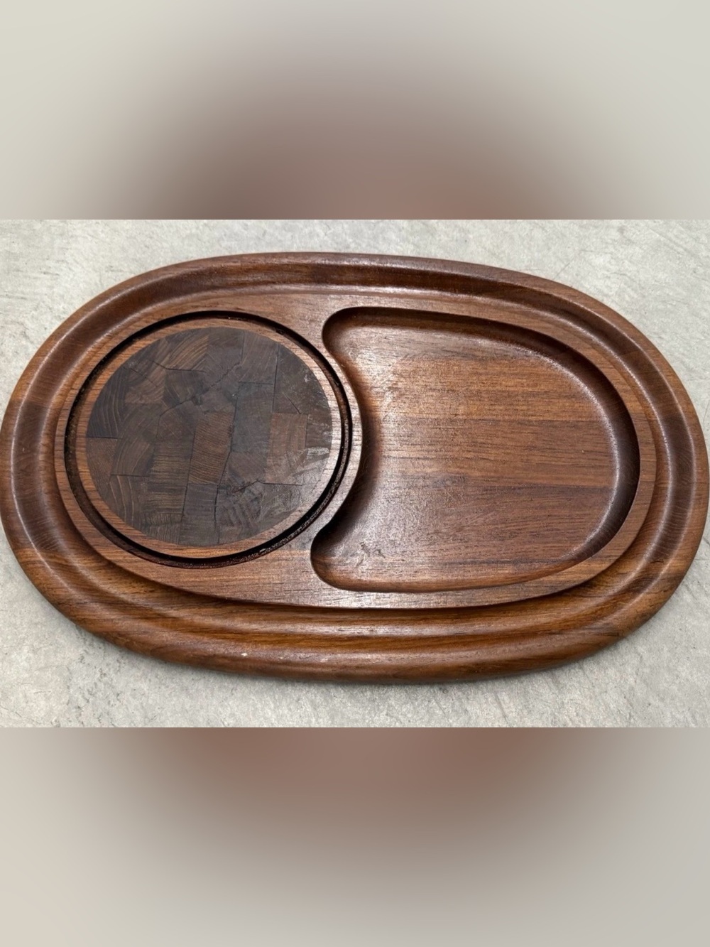 $35 FIRM Vintage DANSK IHG Jen’s Quistgaard Teak Cheese & Cracker Server Denmark